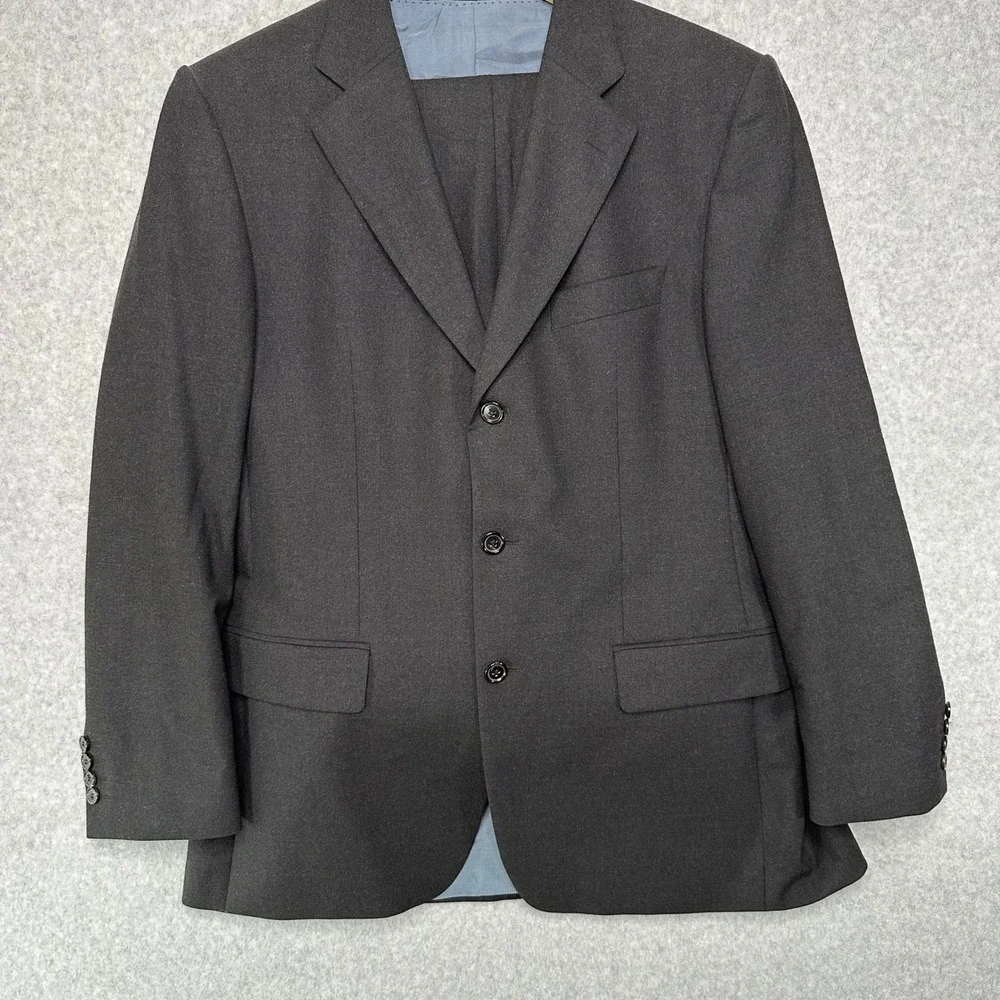 Hugo Boss Flynn Vegas Mens Wool Blend Suit Jacket Size 50 Pants Charcoal Formal